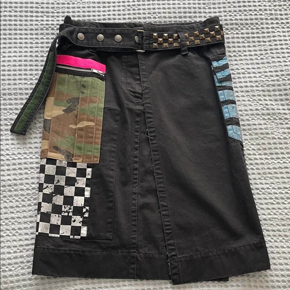 Marc Jacobs Resort 2017 Black Patchwork Cargo Midi Skirt with Belt - Picture 1 of 8